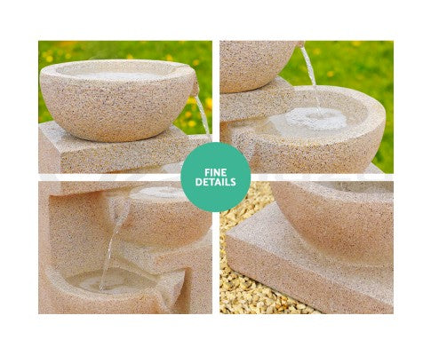 Solar Powered 4-Tier Bowls Water Fountain - Sand 72cm
