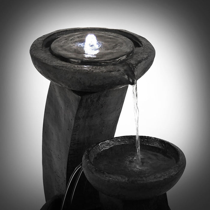 Solar Powered Mushroom 3-Tier Water Fountain w/ LED 40cm
