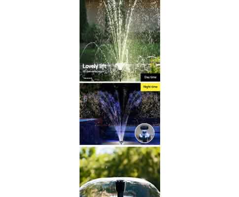 Solar Fountain & Pond Pump w/ Panel & Battery - 800LPH
