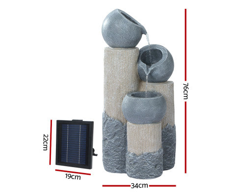 Solar 3-Tier Bowls Water Feature dimensions