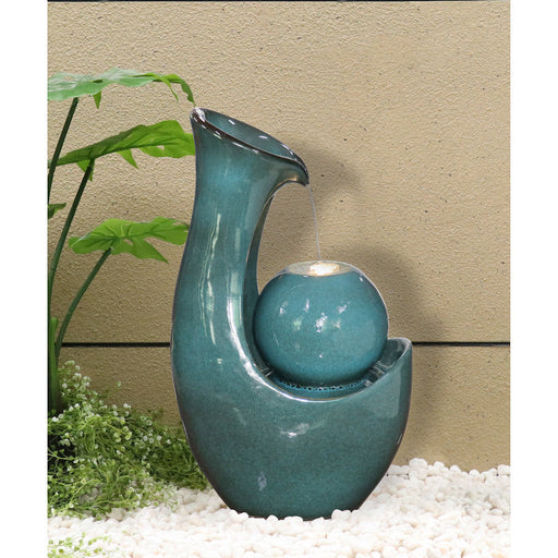 ceramic water feature abstract blue