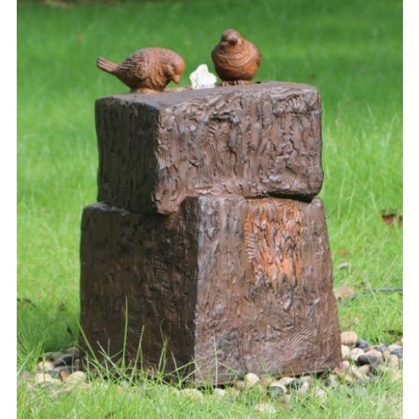 Two Birds On Rocks Water Feature Rusted Effect- 55cm