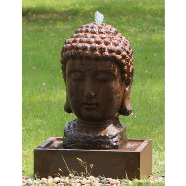 Buddha Head Water Feature w/ LED and Rusted Effect- 75cm