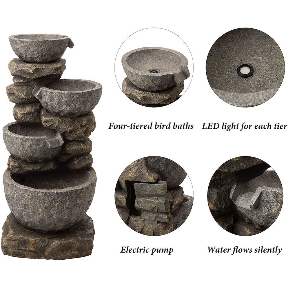 Laguna 4-Tier Rock Water Feature - Captivating Design - 80cm — Fountainland