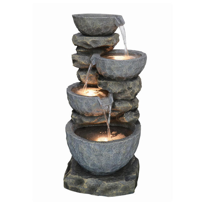 resin stone water feature with lights
