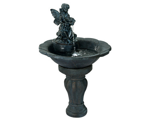 angel bowl solar water feature front view