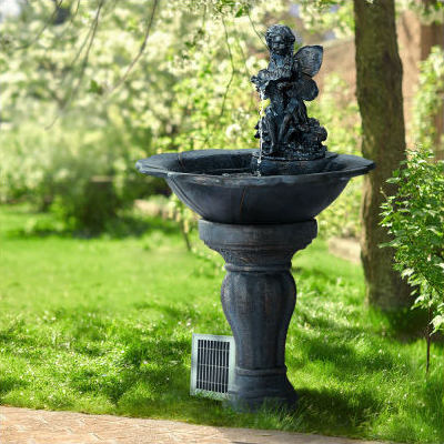 angel bowl solar water feature in garden